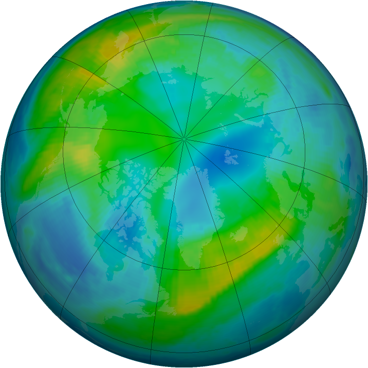 Arctic ozone map for 27 October 1998